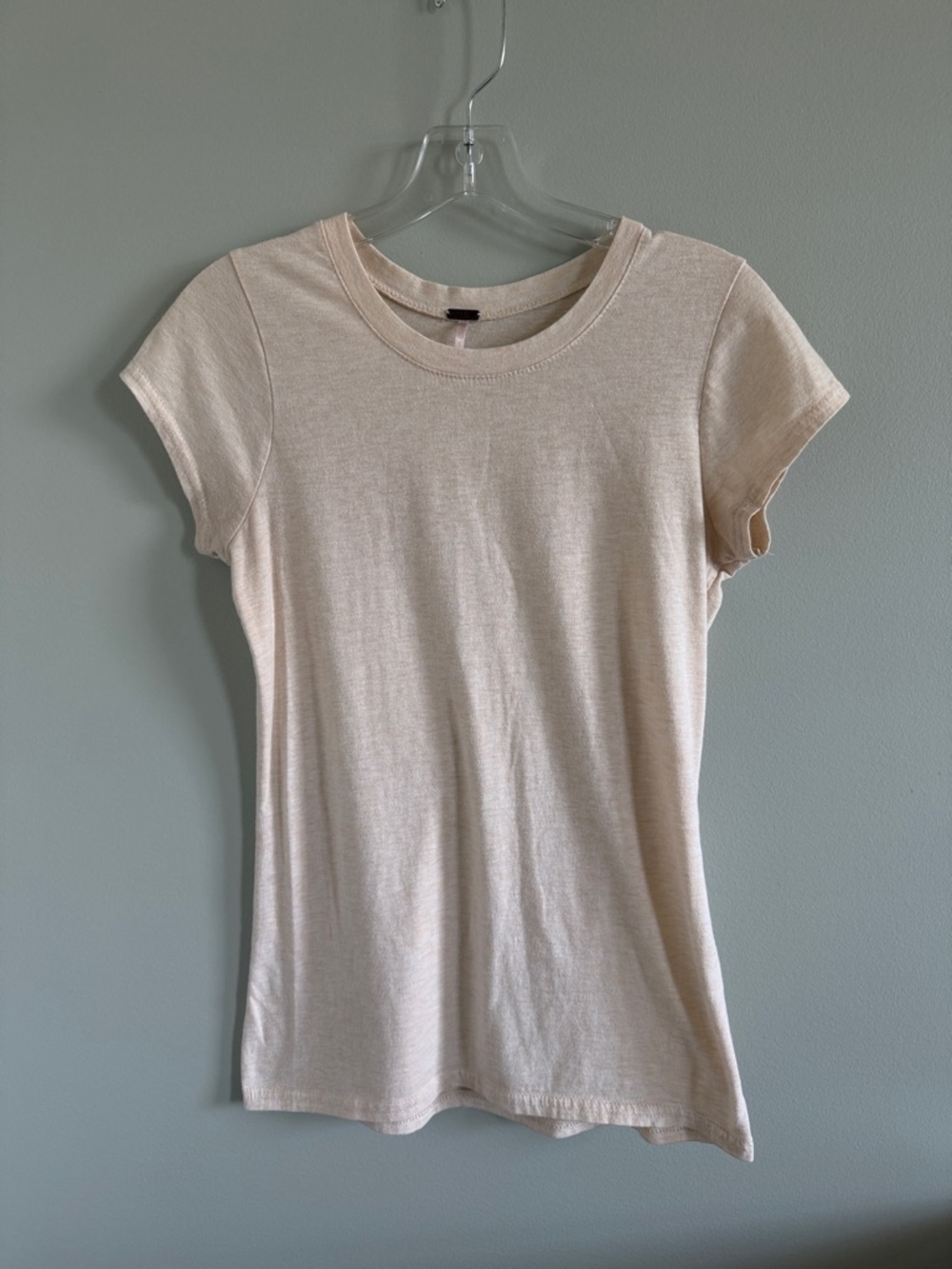 Poof! Short Sleeve Crewneck Tee in Light Beige